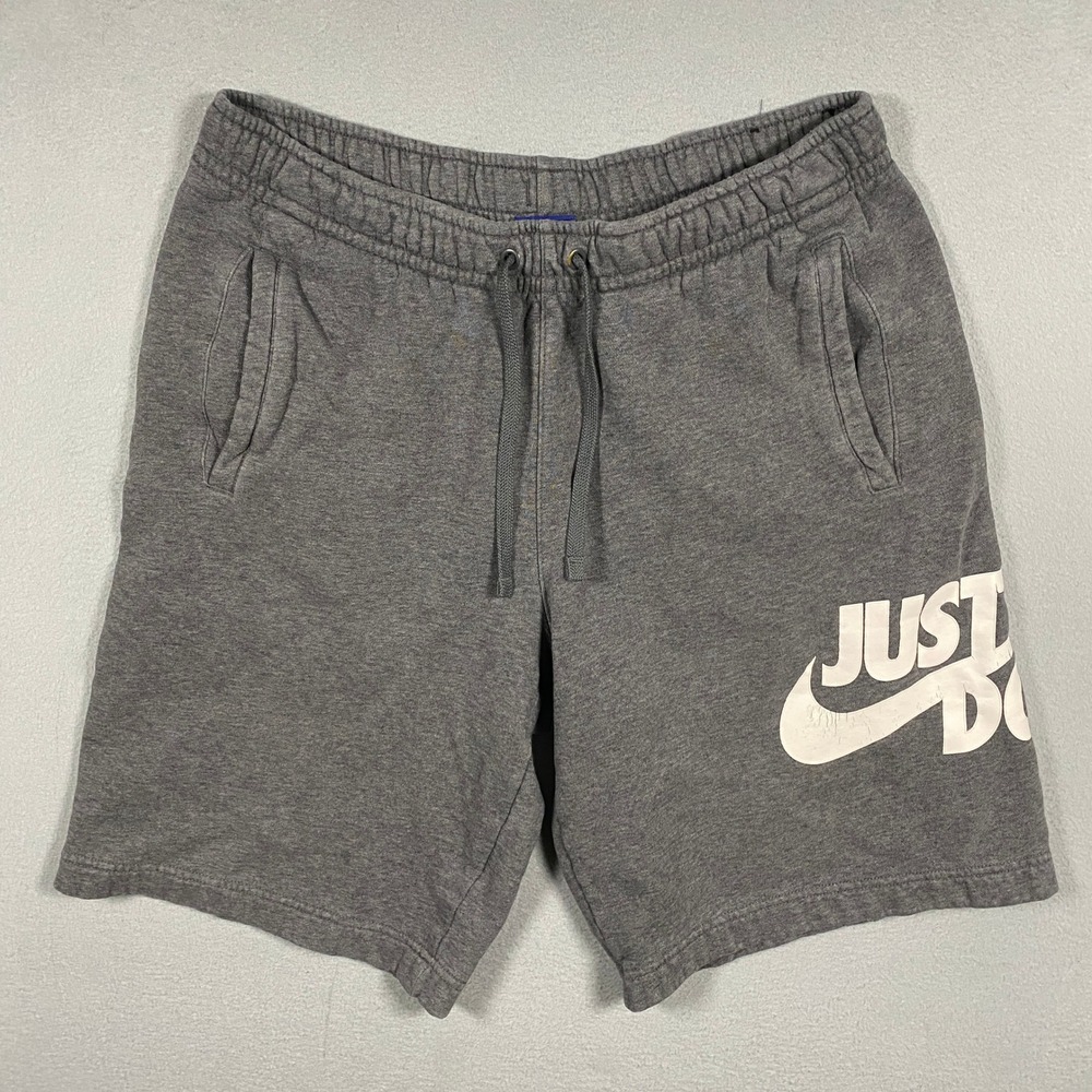 Nike Fleece Shorts Mens Medium Grey Just Do It Graphic 886501-071